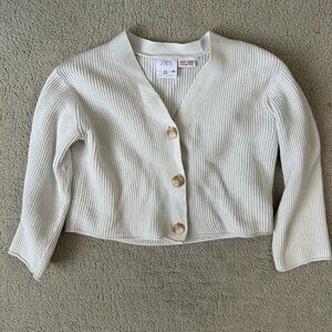Zara girls cream cropped cardigan size 3-4 years
